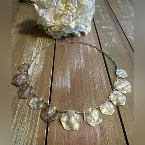 Vintage Hammered Sterling Silver Hexagon
Necklace Stamped 925 On Each One